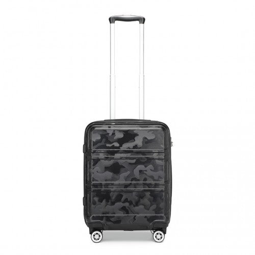 K1871-1L - Kono ABS 20 Inch Sculpted Horizontal Design Cabin Luggage - Camouflage Black