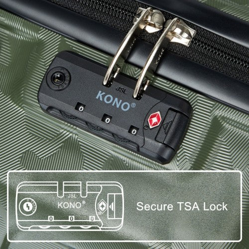 K1871-1L - Kono ABS 24 Inch Sculpted Horizontal Design Suitcase - Camouflage Green And Black
