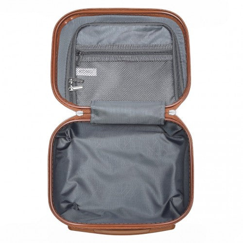 K1871-1L - Kono ABS 4 Wheel Suitcase Set with Vanity Case - Cream