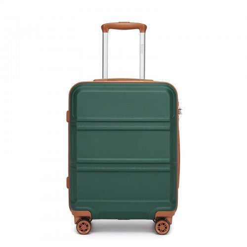 K1871-1L - Kono ABS 20 Inch Sculpted Horizontal Design Cabin Luggage - Green And Brown