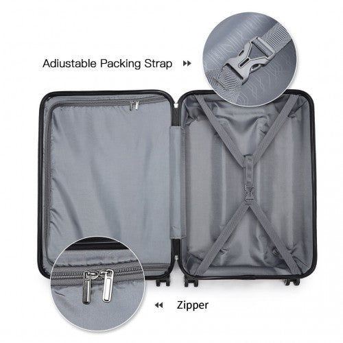 K1871-1L - Kono ABS Sculpted Horizontal Design 4 Pcs Suitcase Set With Vanity Case - Nude