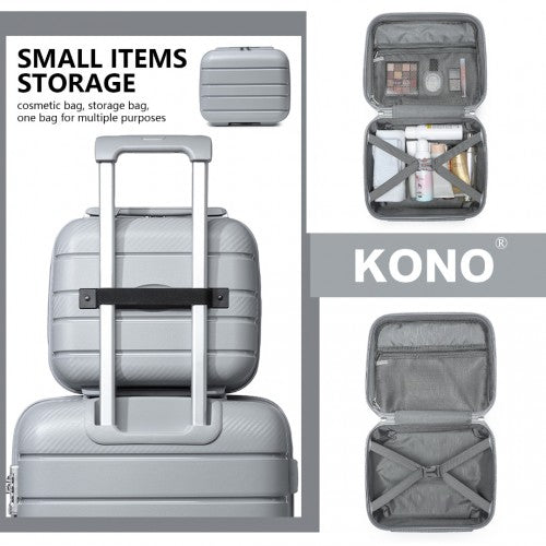 Easy Luggage K2091L - Kono 14 Inch Multi Texture Hard Shell PP Vanity Case - Classic Collection - Grey