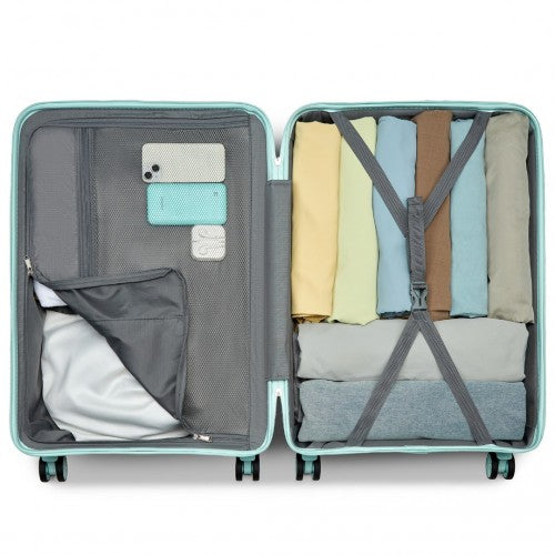 K2094L - Kono 28 Inch Lightweight Polypropylene Hard Shell Suitcase With TSA Lock - Mint Green