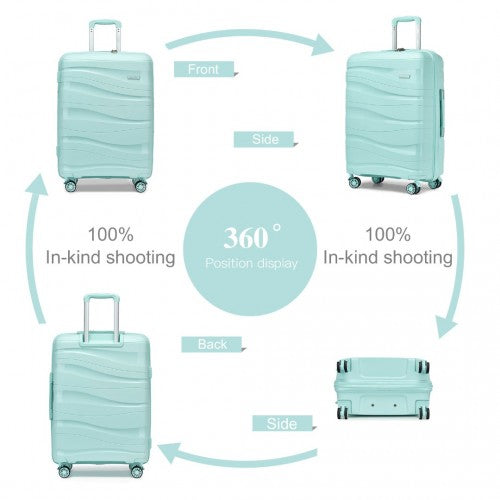 K2094L - Kono 28 Inch Lightweight Polypropylene Hard Shell Suitcase With TSA Lock - Mint Green