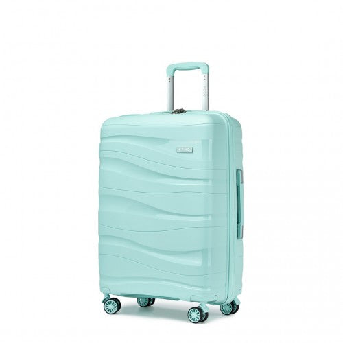 K2094L - Kono Lightweight Polypropylene Hard Shell 3 Piece Suitcase Set With TSA Lock - Mint Green