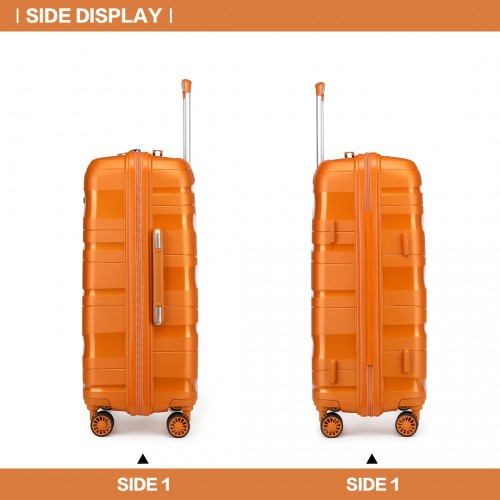 Easy Luggage K2094L - Kono Lightweight Polypropylene Hard Shell 4 Piece Suitcase Set With TSA Lock And Vanity Case - Orange