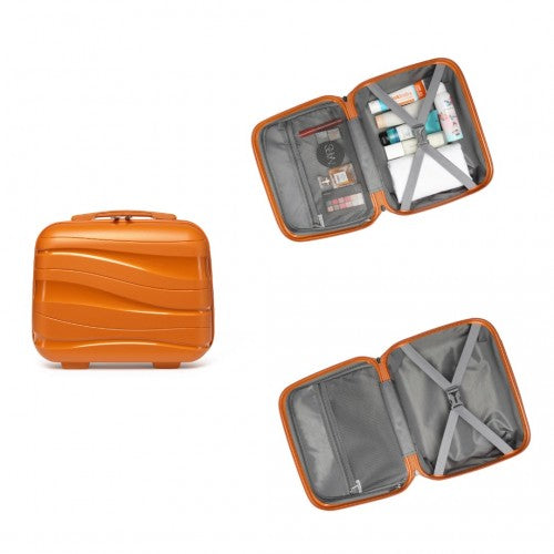 Easy Luggage K2094L - Kono Lightweight Polypropylene Hard Shell 4 Piece Suitcase Set With TSA Lock And Vanity Case - Orange