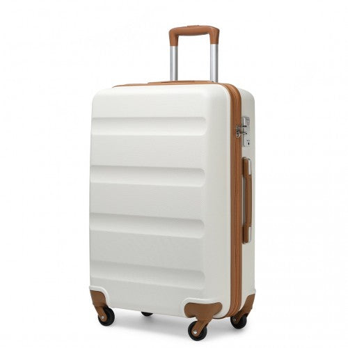 K2191L - Kono 28 Inch Check in Luggage - Streamlined ABS Hardshell Suitcase with Secure TSA Lock - Cream