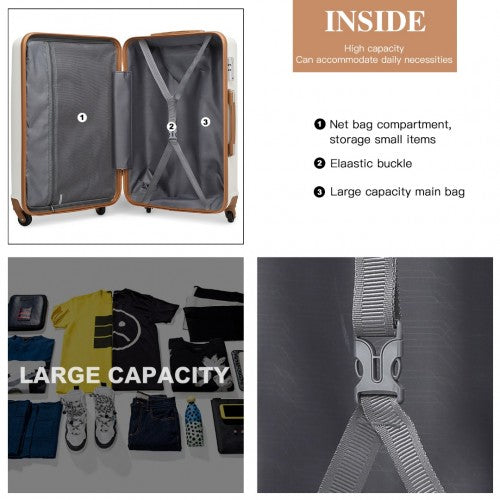 K2191L - Kono 28 Inch Check in Luggage - Streamlined ABS Hardshell Suitcase with Secure TSA Lock - Cream