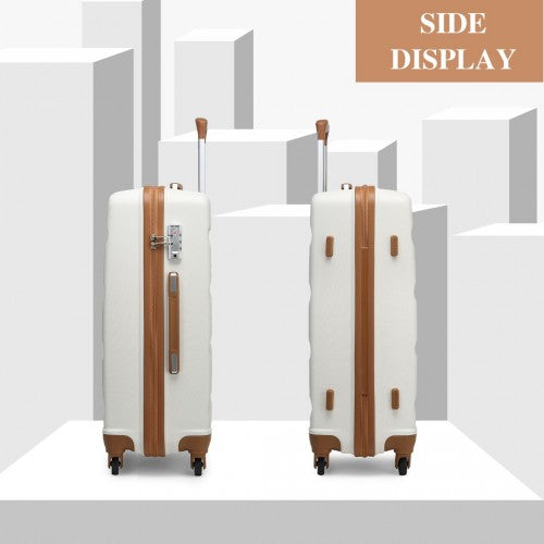 K2191L - Kono 28 Inch Check in Luggage - Streamlined ABS Hardshell Suitcase with Secure TSA Lock - Cream