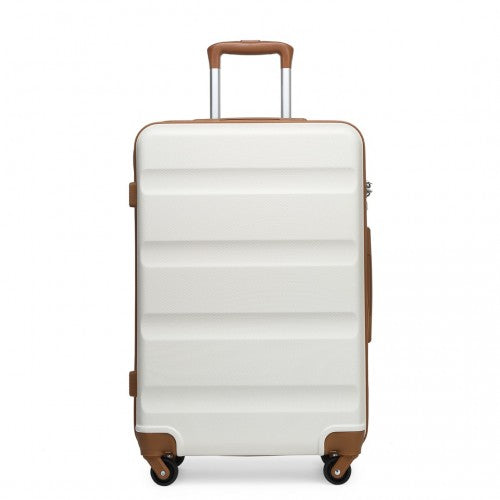 K2191L - Kono 28 Inch Check in Luggage - Streamlined ABS Hardshell Suitcase with Secure TSA Lock - Cream