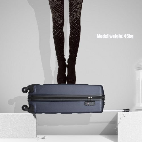 K2191L - Kono 19 Inch Cabin Size Carry On Suitcase - Streamlined Lightweight ABS Hardshell with Secure TSA Lock - Navy