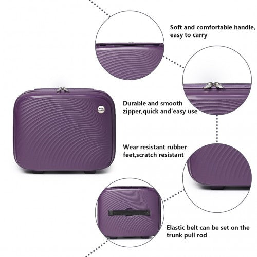 Easy Luggage K2393L - British Traveller 4 Pcs Set Spinner Hard Shell PP Suitcase With TSA Lock And Vanity Case - Purple