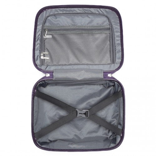Easy Luggage K2393L - British Traveller 4 Pcs Set Spinner Hard Shell PP Suitcase With TSA Lock And Vanity Case - Purple