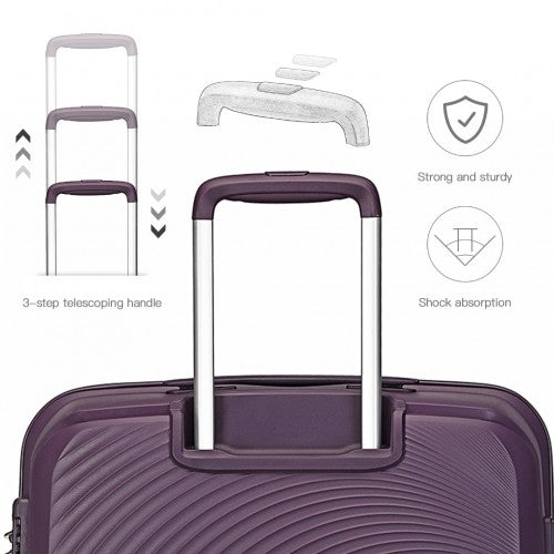 Easy Luggage K2393L - British Traveller 4 Pcs Set Spinner Hard Shell PP Suitcase With TSA Lock And Vanity Case - Purple