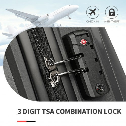 Easy Luggage K2393L - British Traveller 4 Pcs Set Spinner Hard Shell PP Suitcase With TSA Lock And Vanity Case - Black