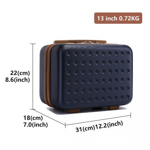 K2394L+EA2212 - Kono 20 Inch ABS Carry On Cabin Suitcase 4 Piece Travel Set Included Vanity Case And Weekend Bag and Toiletry Bag - Navy