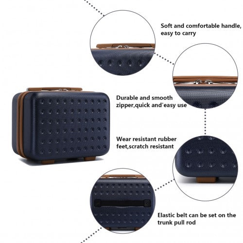 K2394L+EA2212 - Kono 20 Inch ABS Carry On Cabin Suitcase 4 Piece Travel Set Included Vanity Case And Weekend Bag and Toiletry Bag - Navy