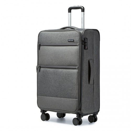 K2397L - British Traveller 28 Inch Lightweight Soft Shell Expandable Suitcase With TSA Lock - Grey
