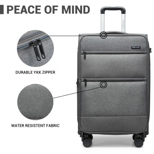 K2397L - British Traveller 28 Inch Lightweight Soft Shell Expandable Suitcase With TSA Lock - Grey