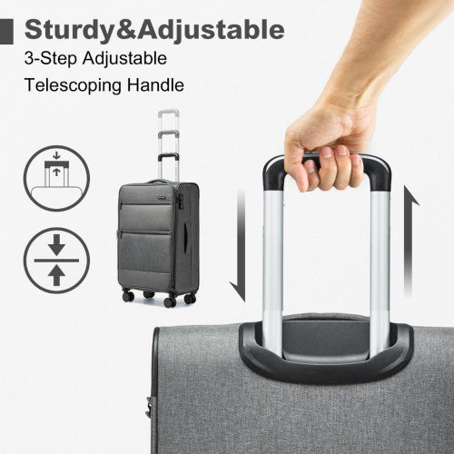 K2397L - British Traveller 28 Inch Lightweight Soft Shell Expandable Suitcase With TSA Lock - Grey