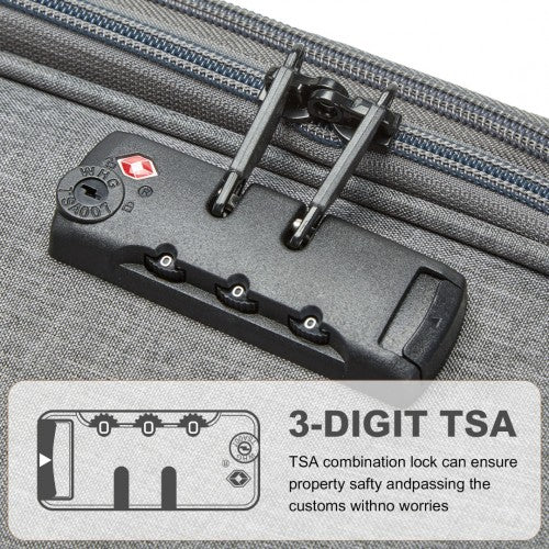 K2397L - British Traveller 28 Inch Lightweight Soft Shell Expandable Suitcase With TSA Lock - Grey