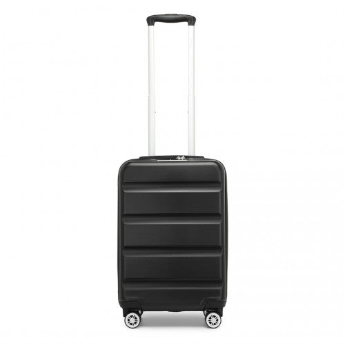 KSK2482 - Kono 19 Inch Stylish Horizontal Engraved Hard Shell ABS+PC Cabin Carry-On Suitcase with TSA Lock - Black