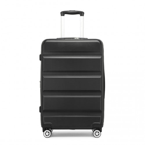 KSK2482 - Kono 24 Inch Expandable Horizontal Engraved Hard Shell ABS+PC Check-In Suitcase with TSA Lock - Black