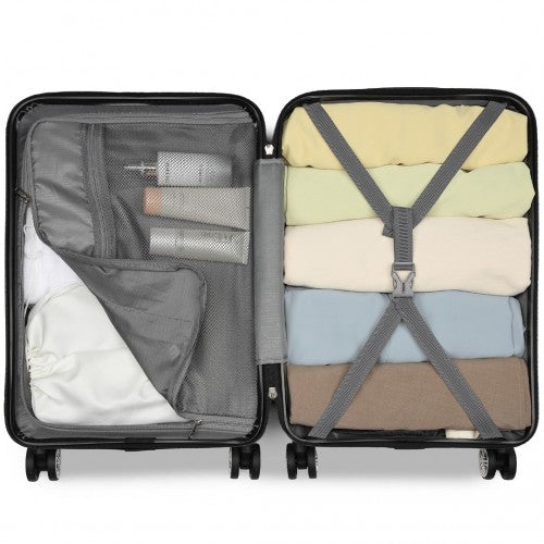 KSK2482 - Kono 19 Inch Stylish Horizontal Engraved Hard Shell ABS+PC Cabin Carry-On Suitcase with TSA Lock - Gold