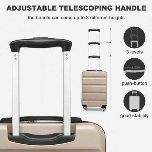 KSK2482 - Kono 19 Inch Stylish Horizontal Engraved Hard Shell ABS+PC Cabin Carry-On Suitcase with TSA Lock - Gold