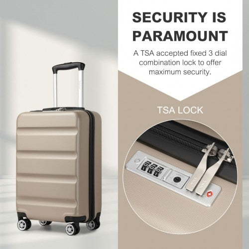 KSK2482 - Kono 19 Inch Stylish Horizontal Engraved Hard Shell ABS+PC Cabin Carry-On Suitcase with TSA Lock - Gold
