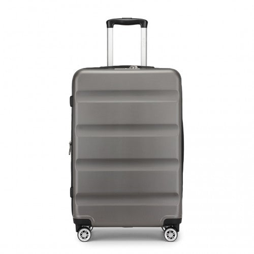 KSK2482 - Kono 24 Inch Expandable Horizontal Engraved Hard Shell ABS+PC Check-In Suitcase with TSA Lock - Grey