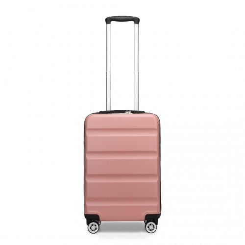 KSK2482 - Kono 19 Inch Stylish Horizontal Engraved Hard Shell ABS+PC Cabin Carry-On Suitcase with TSA Lock - Nude