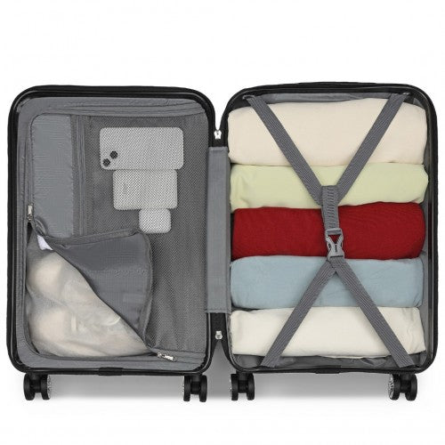 KSK2482 - Kono 19 Inch Stylish Horizontal Engraved Hard Shell ABS+PC Cabin Carry-On Suitcase with TSA Lock - Nude