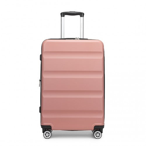 KSK2482 - Kono 24 Inch Expandable Horizontal Engraved Hard Shell ABS+PC Check-In Suitcase with TSA Lock - Nude