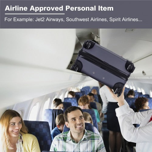 KSK2482 - Kono 19 Inch Stylish Horizontal Engraved Hard Shell ABS+PC Cabin Carry-On Suitcase with TSA Lock - Navy