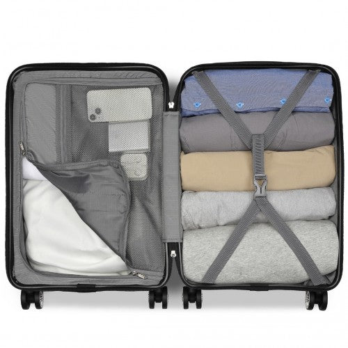 KSK2482 - Kono 19 Inch Stylish Horizontal Engraved Hard Shell ABS+PC Cabin Carry-On Suitcase with TSA Lock - Navy