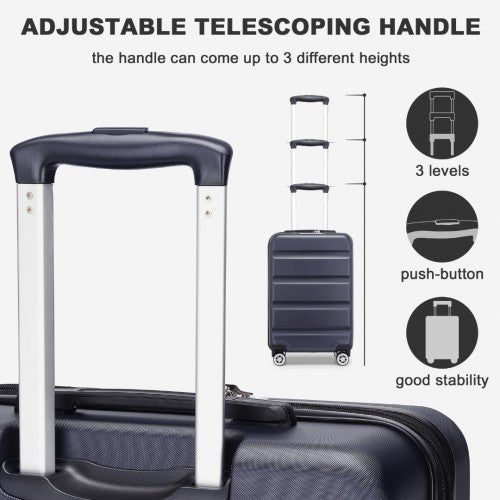 KSK2482 - Kono 19 Inch Stylish Horizontal Engraved Hard Shell ABS+PC Cabin Carry-On Suitcase with TSA Lock - Navy
