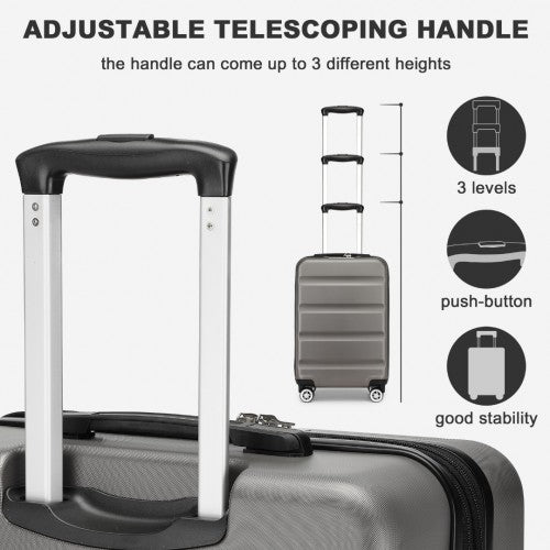 KSK2482 - Kono 19 Inch Stylish Horizontal Engraved Hard Shell ABS+PC Cabin Carry-On Suitcase with TSA Lock - Grey
