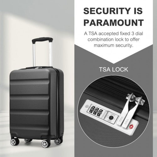 KSK2482 - Kono 19 Inch Stylish Horizontal Engraved Hard Shell ABS+PC Cabin Carry-On Suitcase with TSA Lock - Grey