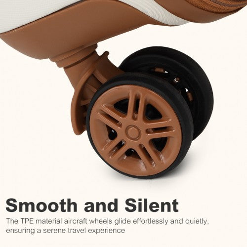 KSK2484 - Kono 3-Piece Expandable Luggage Set 20"/24"/28" Durable Hard Shell ABS+PC Suitcases with TSA Lock for Secure Travel - Cream and Brown