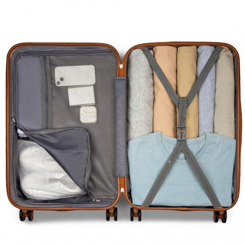 KSK2486 - Kono Stylish ABS+PC 24 Inch Polka Dot Hard Shell Suitcase With TSA Lock - Black And Brown
