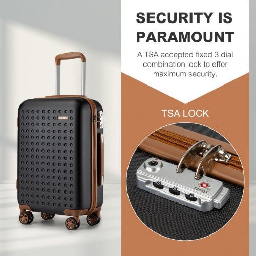 KSK2486 - Kono Stylish ABS+PC 24 Inch Polka Dot Hard Shell Suitcase With TSA Lock - Black And Brown