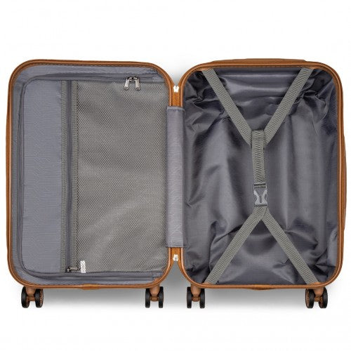 KSK2486 - Kono Stylish ABS+PC 20 Inch Polka Dot Hard Shell Cabin Suitcase With TSA Lock - Cream And Brown