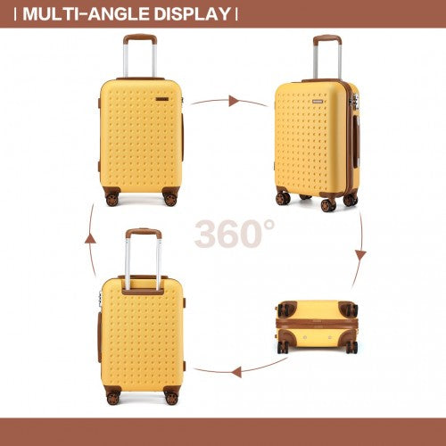 KSK2486 - Kono Stylish ABS+PC 28 Inch Polka Dot Hard Shell Suitcase With TSA Lock - Yellow And Brown