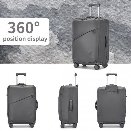 KSK2491 - Kono 3-Piece 20/24/28 Inch Lightweight Durable Soft Shell Suitcase Set with TSA Lock and Separate Wet/Dry Compartment - Grey