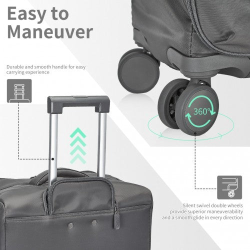 KSK2491 - Kono 3-Piece 20/24/28 Inch Lightweight Durable Soft Shell Suitcase Set with TSA Lock and Separate Wet/Dry Compartment - Grey