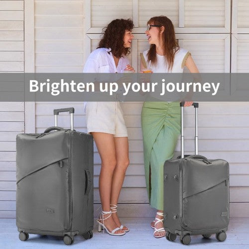 KSK2491 - Kono 3-Piece 20/24/28 Inch Lightweight Durable Soft Shell Suitcase Set with TSA Lock and Separate Wet/Dry Compartment - Grey