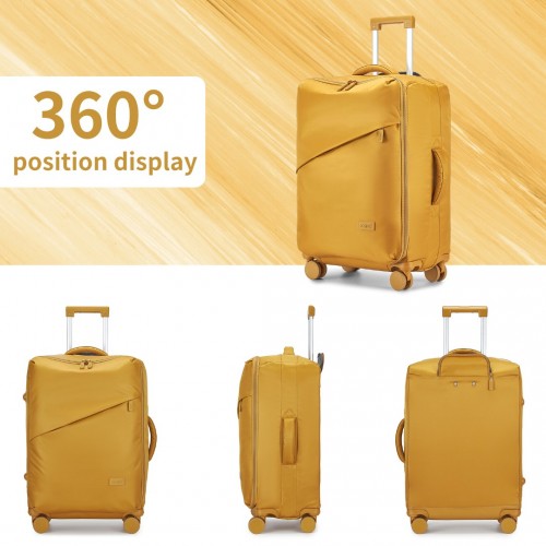 KSK2491 - Kono 3-Piece 20/24/28 Inch Lightweight Durable Soft Shell Suitcase Set with TSA Lock and Separate Wet/Dry Compartment - Yellow