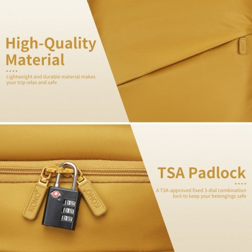 KSK2491 - Kono 3-Piece 20/24/28 Inch Lightweight Durable Soft Shell Suitcase Set with TSA Lock and Separate Wet/Dry Compartment - Yellow